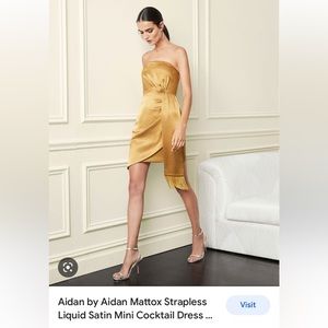 Aidan Mattox Gold Strapless Dress